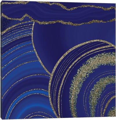 Gold And Blue Marble Landscape Canvas Art Print - Indigo Art