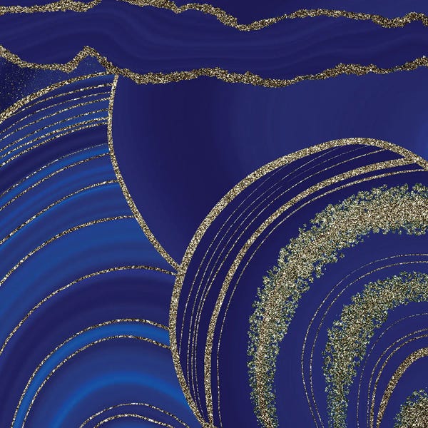 Indigo: Gold And Blue Marble Landscape by UtArt