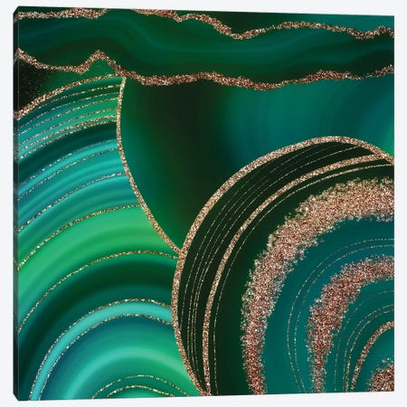 Gold And Dark Green Marble Landscape Canvas Print #UTA107} by UtArt Canvas Art