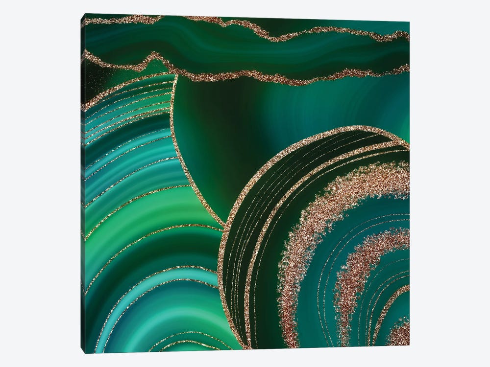 Gold And Dark Green Marble Landscape by UtArt 1-piece Art Print