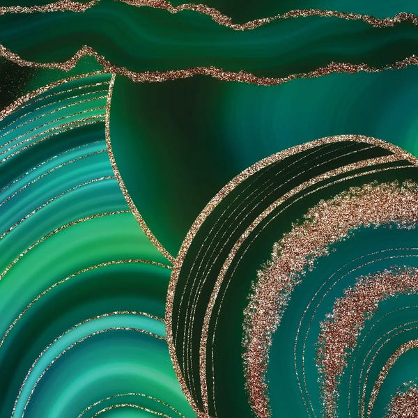 UtArt: Gold And Dark Green Marble Landscape by UtArt