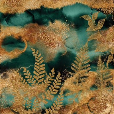 Gold Garden II by UtArt framed canvas print