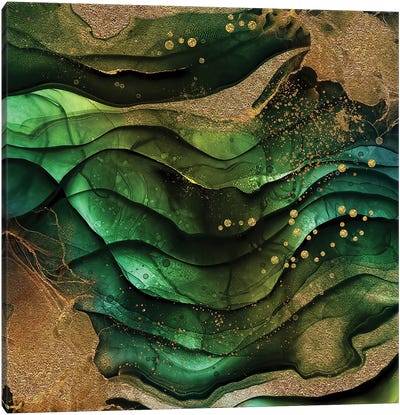 Green And Gold Marble Texture Canvas Art Print - Beauty