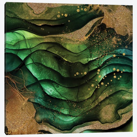 Green And Gold Marble Texture Canvas Print #UTA119} by UtArt Canvas Art