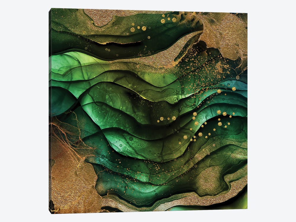 Green And Gold Marble Texture by UtArt 1-piece Canvas Wall Art