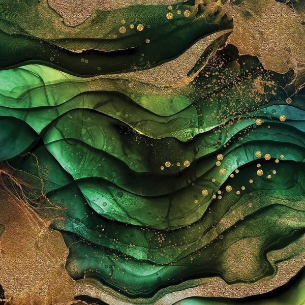 UtArt: Green And Gold Marble Texture by UtArt