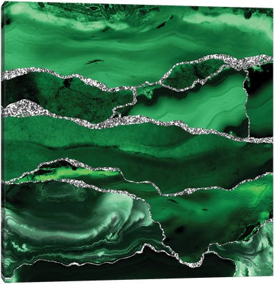 Green Marble Canvas Art Print - Green with Envy