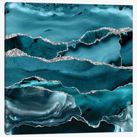 Ice Blue Marble Canvas Print #UTA123} by UtArt Canvas Art Print