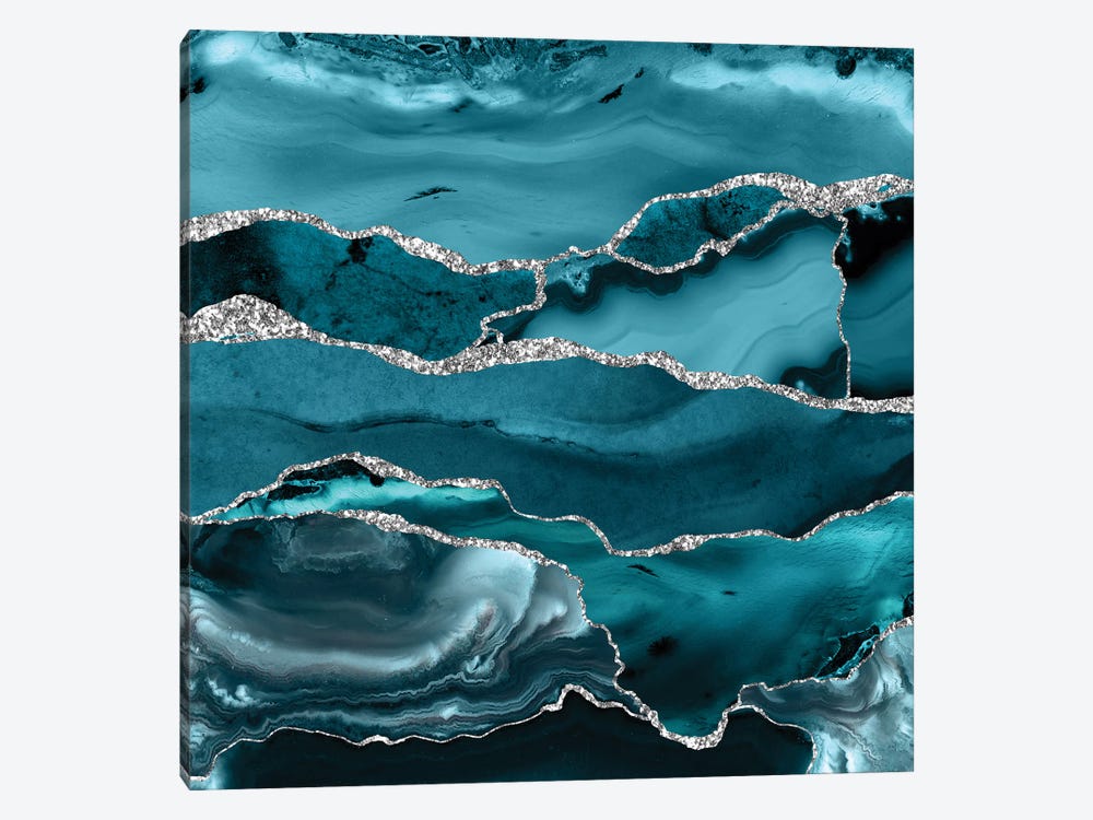 Ice Blue Marble by UtArt 1-piece Canvas Art Print