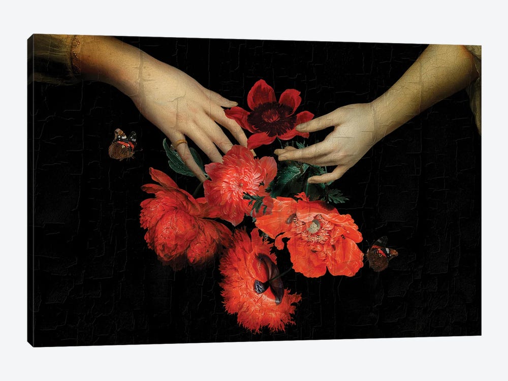 Jan Davindsz De Heem Hands Holding Bouquet Of Poppies by UtArt 1-piece Canvas Print