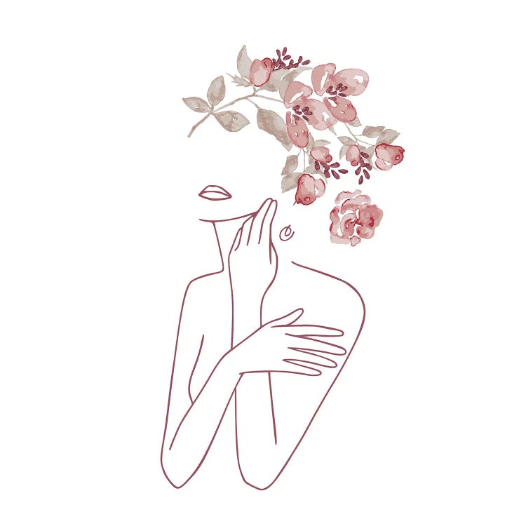 Lineart Dreaming Flower Girl.Png by UtArt wall art
