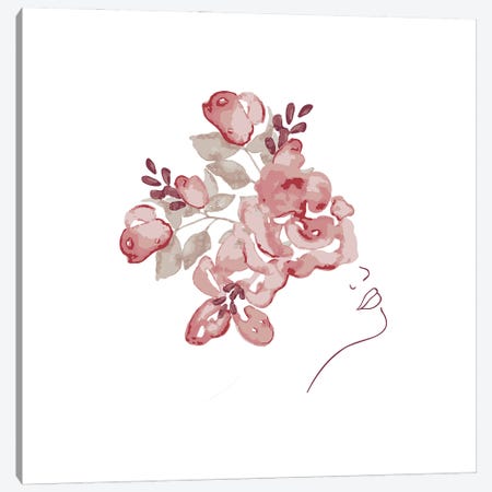 Lineart Flower Girl Canvas Print #UTA136} by UtArt Canvas Print