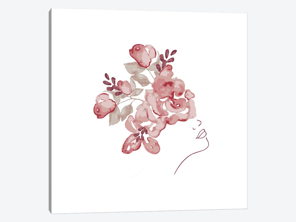 Lineart Flower Girl by UtArt 1-piece Canvas Print