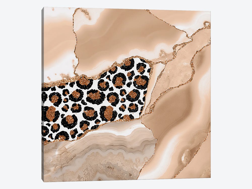 Abstract Beige Marble With Exotic Animal Skin by UtArt 1-piece Canvas Artwork