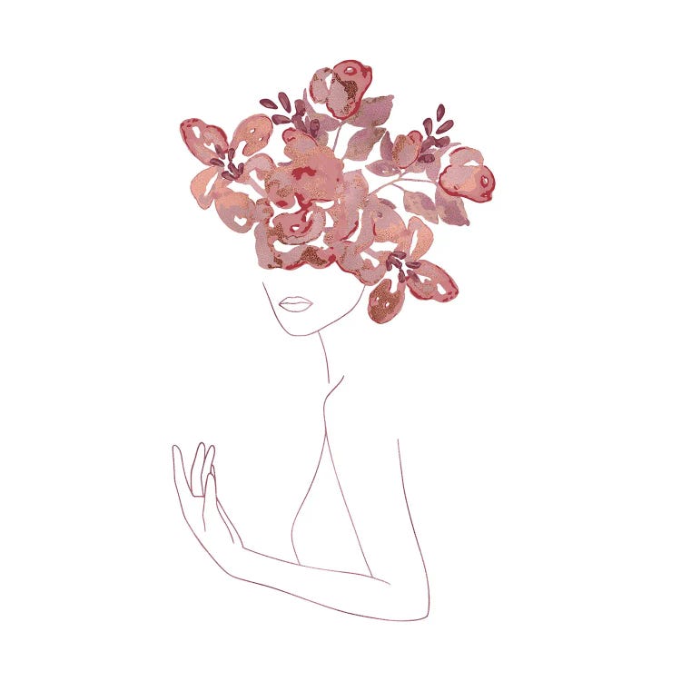 Lineart Girls With Flower Wreath by UtArt wall art