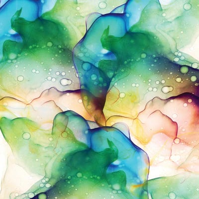 Liquid Art Green Meadow by UtArt framed canvas print