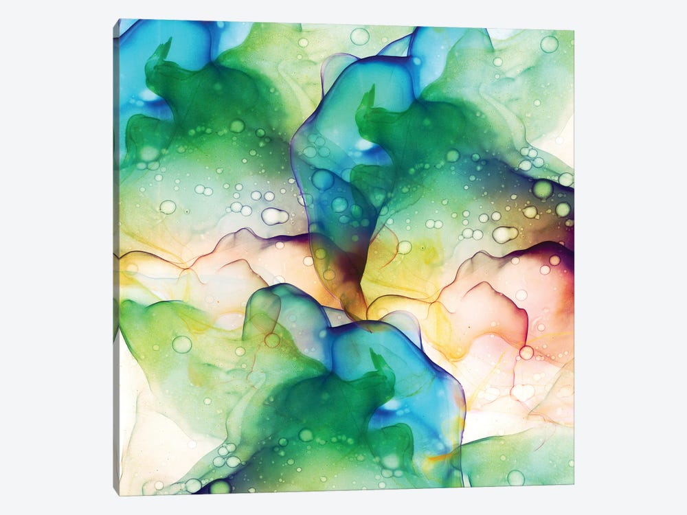 Liquid Art Green Meadow by UtArt 1-piece Canvas Print