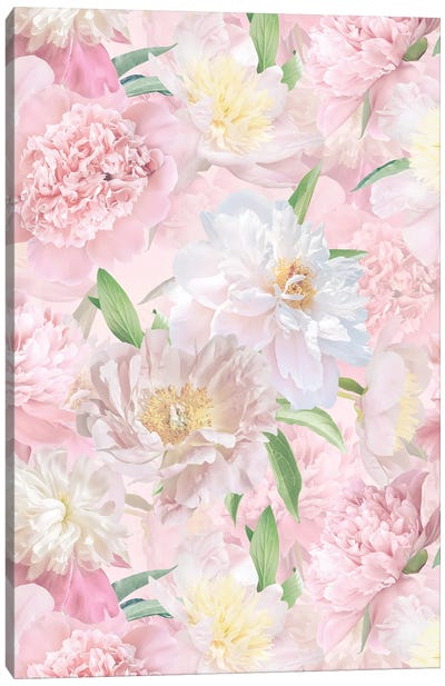 Lush Beautiful Real Pink Peonies Pattern Canvas Art Print - Granny Chic