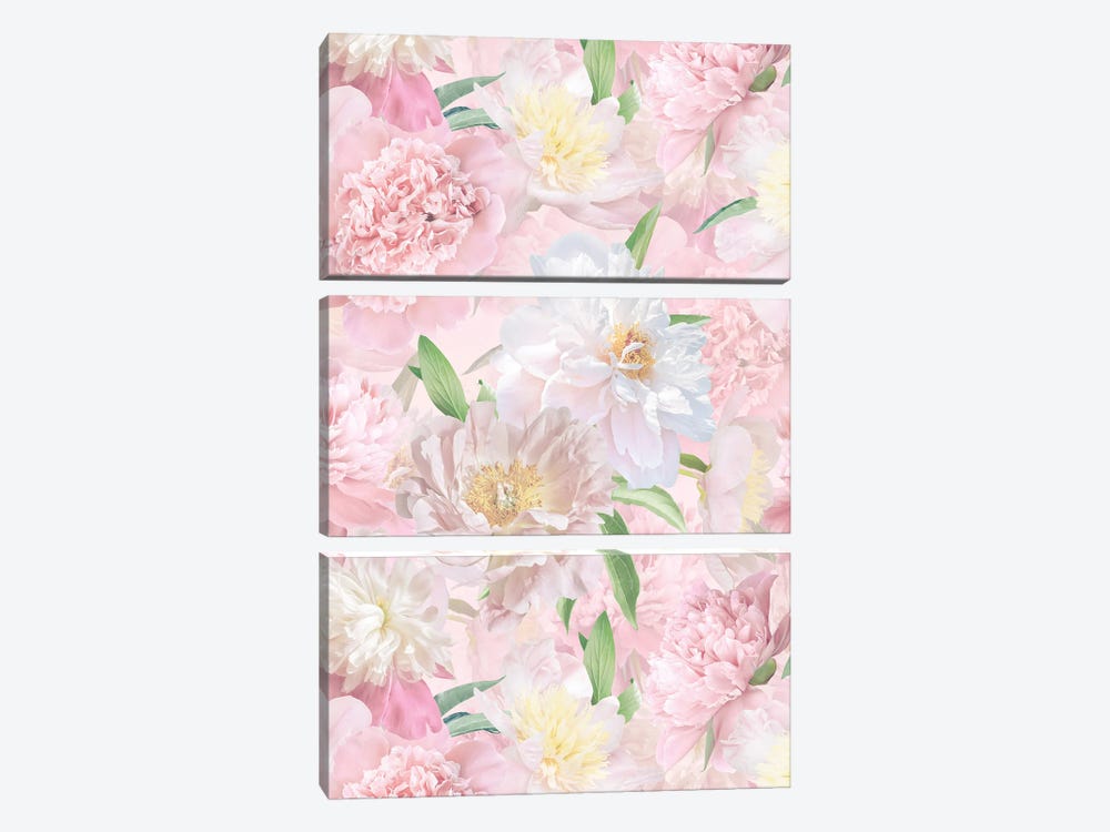 Lush Beautiful Real Pink Peonies Pattern by UtArt 3-piece Art Print