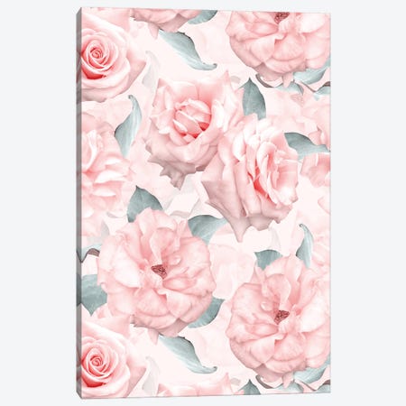 Lush Beautiful Real Pink Roses Pattern Canvas Print #UTA148} by UtArt Art Print