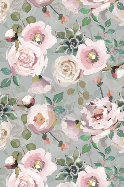 UtArt: Lush Hand Drawn Monet Flowers Pattern by UtArt