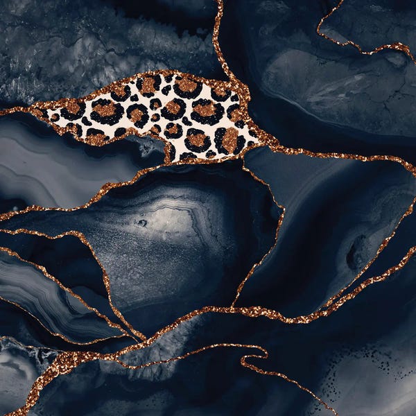 UtArt: Abstract Black Midnight Marble With Exotic Animal Skin by UtArt