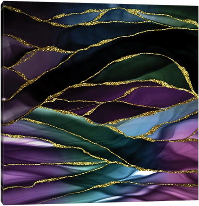 Luxury Dark Purple Marbling Landscape Canvas Art Print - Jewel Tones