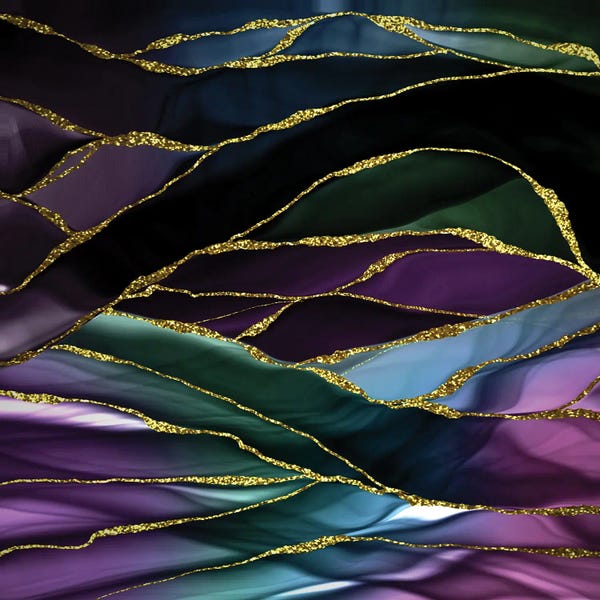 Jewel Tone Abstracts: Luxury Dark Purple Marbling Landscape by UtArt