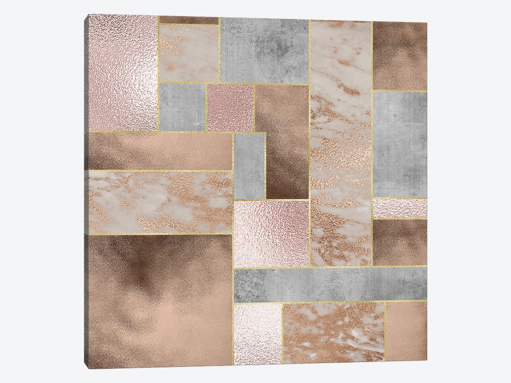 Modern Abstract Copper And Marble Landscape by UtArt 1-piece Art Print