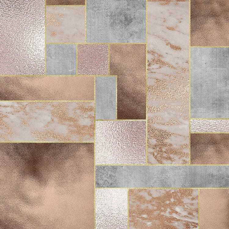 Modern Abstract Copper And Marble Landscape
