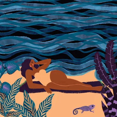 Modern Beautiful Woman At The Beach by UtArt multi panel art