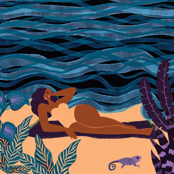 UtArt: Modern Beautiful Woman At The Beach by UtArt