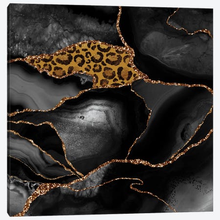 Abstract Black Night Marble With Exotic Animal Skin Canvas Print #UTA15} by UtArt Canvas Wall Art