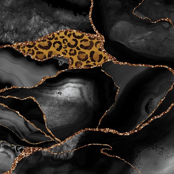 Abstract Black Night Marble With Exotic Animal Skin