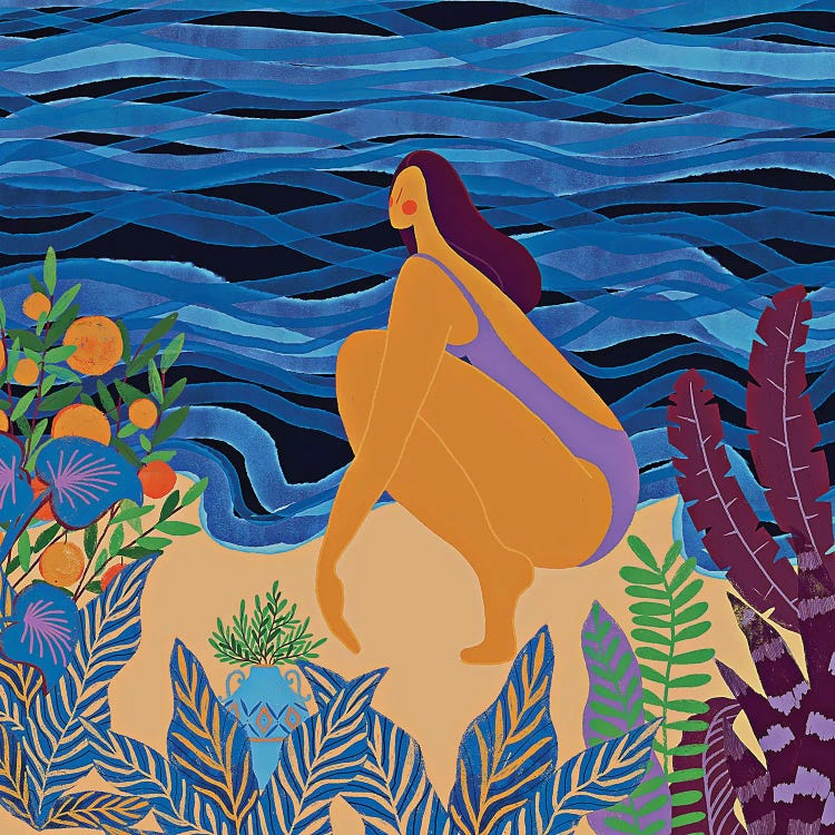 Modern Girl At The Beach by UtArt wall art