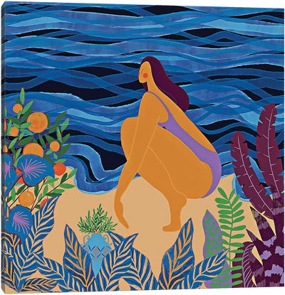 Modern Girl At The Beach Canvas Art Print - UtArt