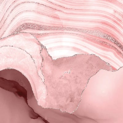 Abstract Blush Agate And Marble Landscape by UtArt framed canvas print