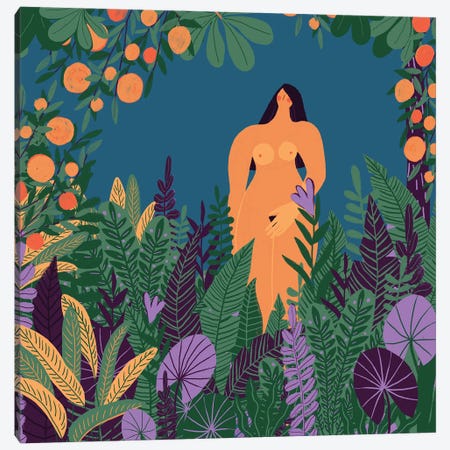 Modern Jungle Girl Canvas Print #UTA170} by UtArt Canvas Artwork