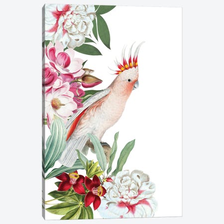 Parrot In Flower Jungle Canvas Print #UTA177} by UtArt Art Print