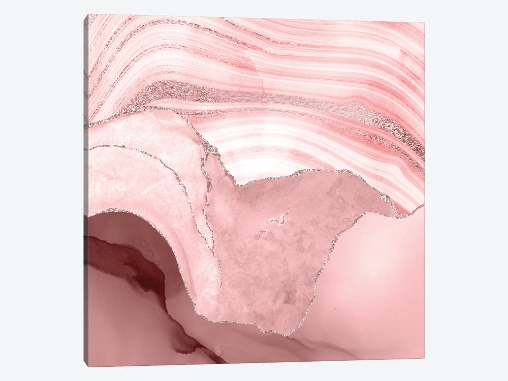 Abstract Blush Agate And Marble Landscape by UtArt 1-piece Canvas Art
