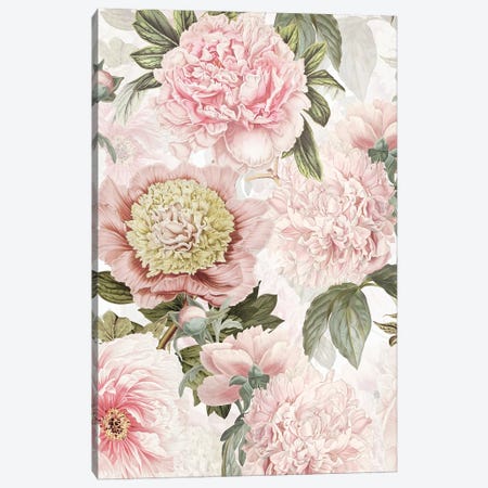 Pastel Pink Vintage Peonies Watercolor Flowers Canvas Print #UTA180} by UtArt Canvas Print