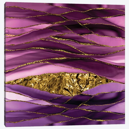 Purple And Gold Glamour Marble Canvas Print #UTA190} by UtArt Canvas Wall Art