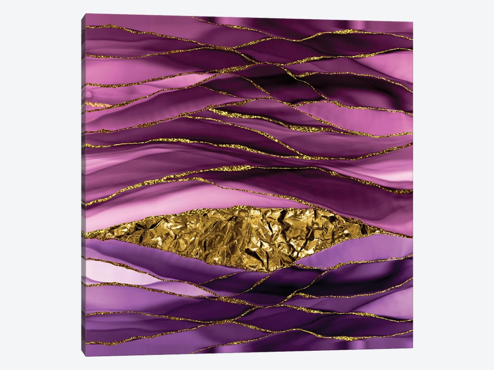 Purple And Gold Glamour Marble by UtArt 1-piece Canvas Print