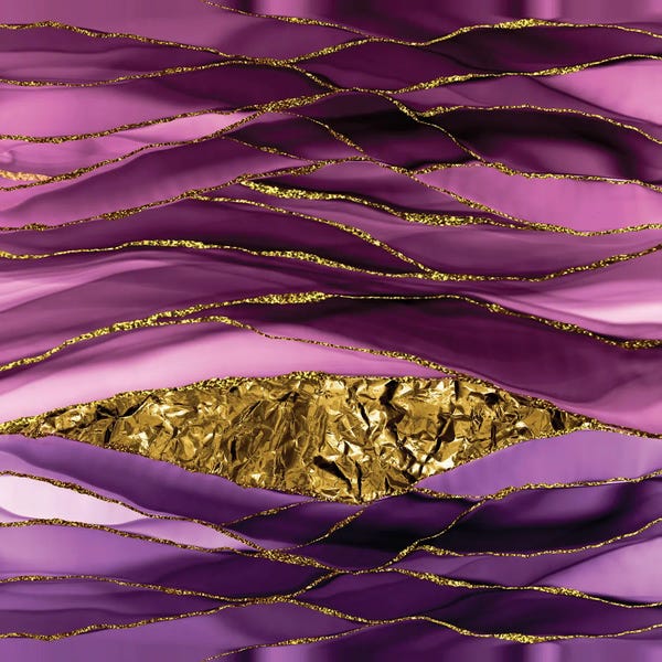 UtArt: Purple And Gold Glamour Marble by UtArt