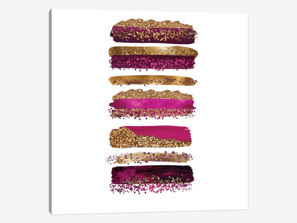 Purple And Gold Glamour Strokes by UtArt 1-piece Canvas Wall Art