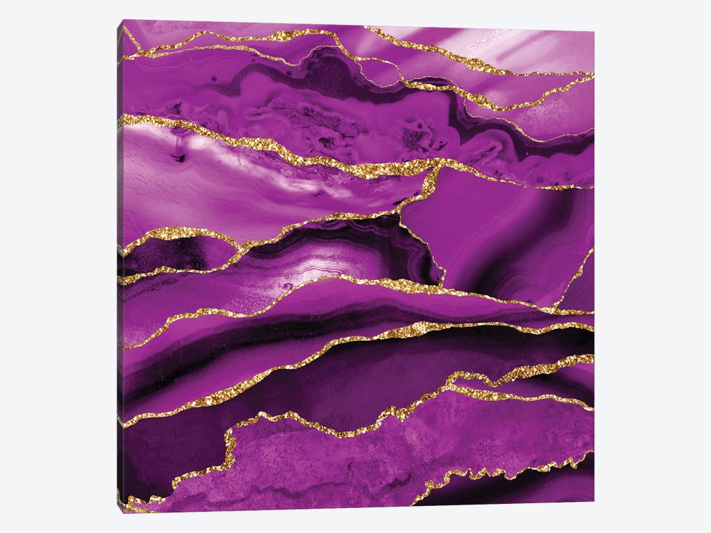 Purple Thunderstorm Marble by UtArt 1-piece Canvas Wall Art