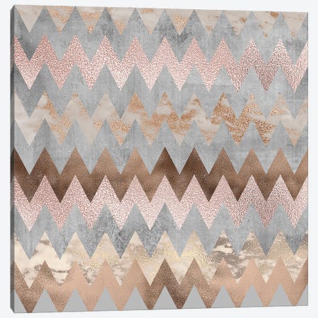 Rose Gold Marble And Copper Zigzag Canvas Print #UTA205} by UtArt Canvas Print