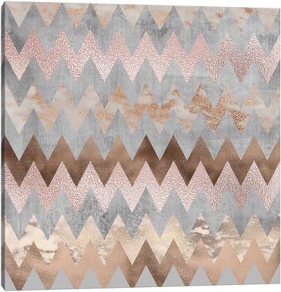 Rose Gold Marble And Copper Zigzag Canvas Art Print - UtArt