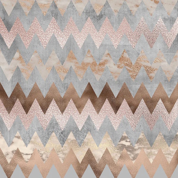 UtArt: Rose Gold Marble And Copper Zigzag by UtArt
