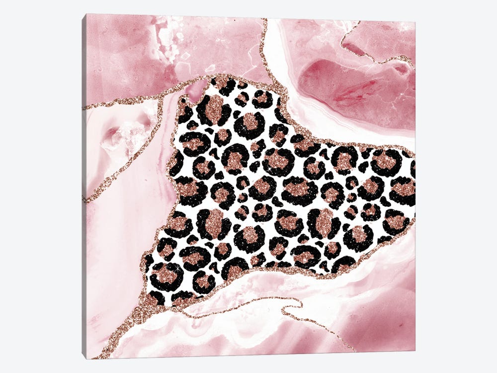 Abstract Blush Pink Marble With Exotic Animal Skin by UtArt 1-piece Canvas Art